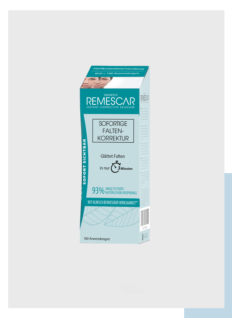 Remescar_Sofortige Faltenkorrektur Bild von der Remescar Verpackung